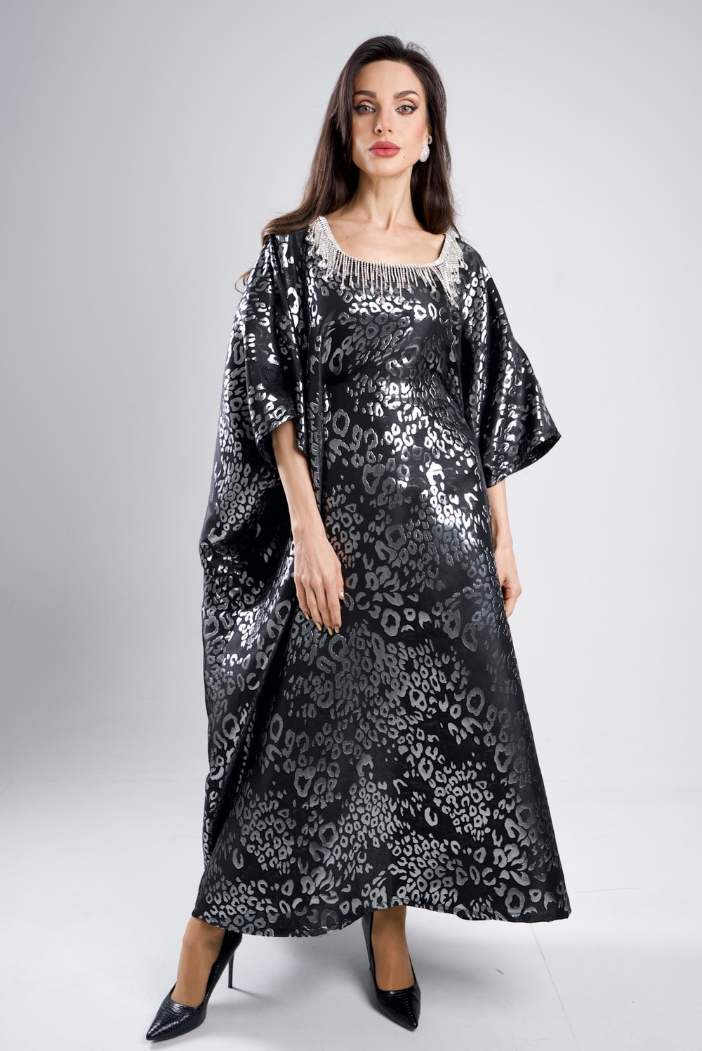 Crystal-Adorned Cheetah Dress
